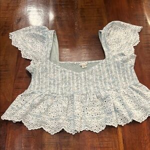 Women's Blue/Green Lace Top